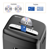 Amazon Basics Trituradora de microcorte 8 hojas capaz de destruir papel CD y tarjetas de crédito, Negro