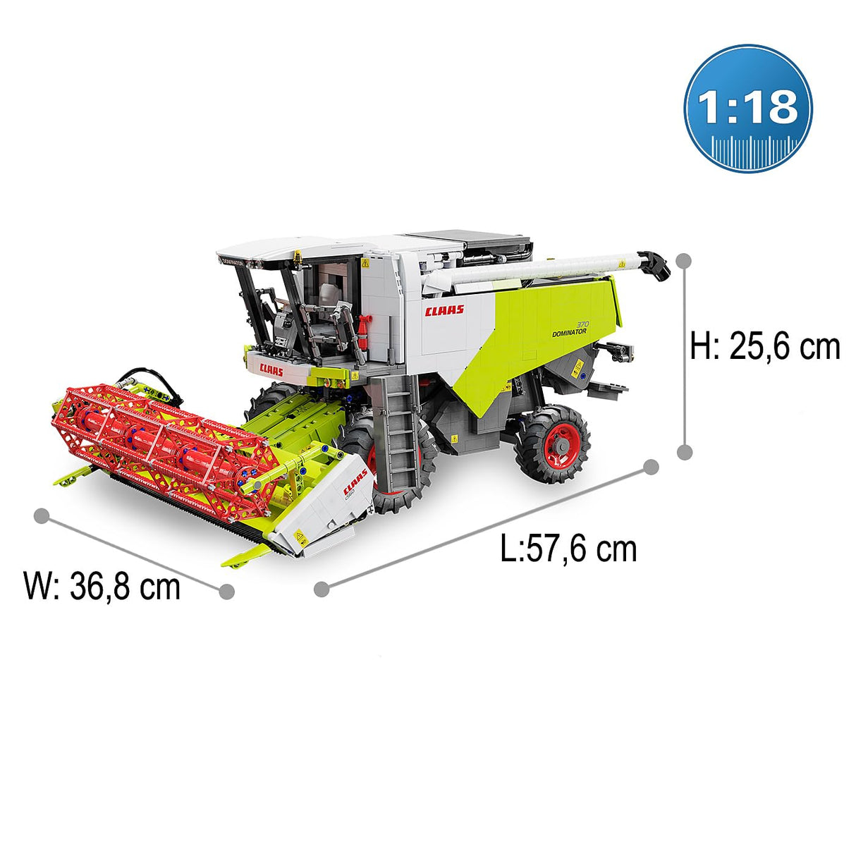 JAMARA 402873 Cada Claas Dominator 370 1:18 2,4 GHz Bricks, Agricultura Infantil a Partir de 14 años, tecnología RC para niños, Juguete teledirigido, Idea de Regalo para niños, Modo Dual