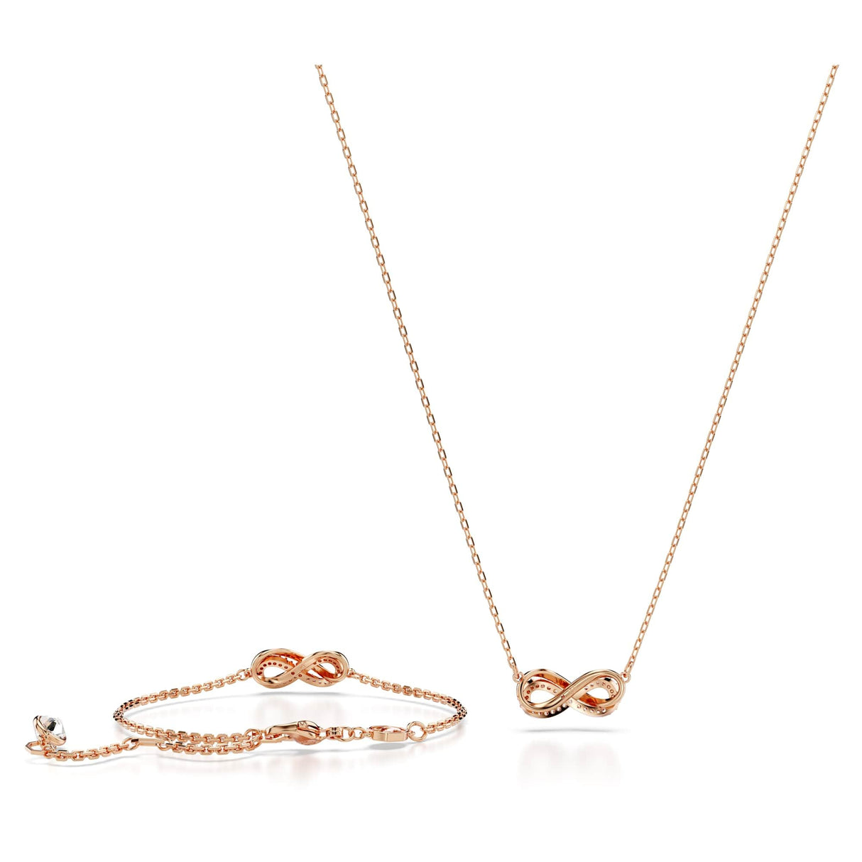 Swarovski Conjunto Hyperbola, Símbolo del infinito, Blanco, Baño tono oro rosa