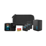 GoPro Paquete de batería extendida HERO13 Black: Incluye Cargador de batería Dual, 3 baterías Enduro, Tarjeta microSD de 64 GB, Soporte Adhesivo Curvo y Estuche para cámara