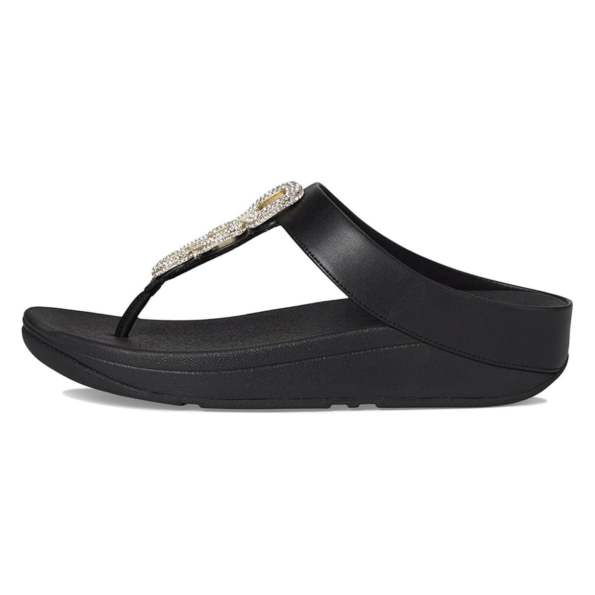 Fitflop Sandalias Fino de Piel con Cadena de Cristal, Mujer, Black, 38 EU