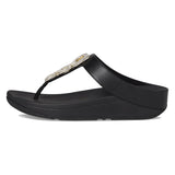 Fitflop Sandalias Fino de Piel con Cadena de Cristal, Mujer, Black, 38 EU