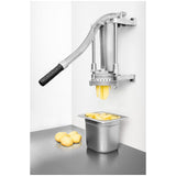 Royal Catering RCKS-3 - Cortador de patatas y verduras (incluye 3 cuchillas 8 x 8/10 x 10/12 x 12, manual, montaje en mesa y pared, acero inoxidable y aluminio, estable)