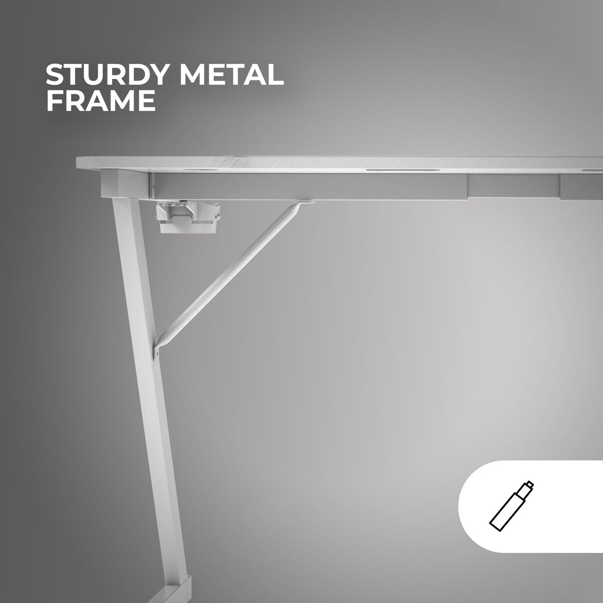 Mars Gaming MGD-X120, Mesa Gaming Ergonómica, Superficie en Fibra de Carbono, Estructura Metálica, Alfombrilla XXL, Soporte Auriculares y Bebida, Gestión Cableado, Escritorio PC 120x60cm, Blanco
