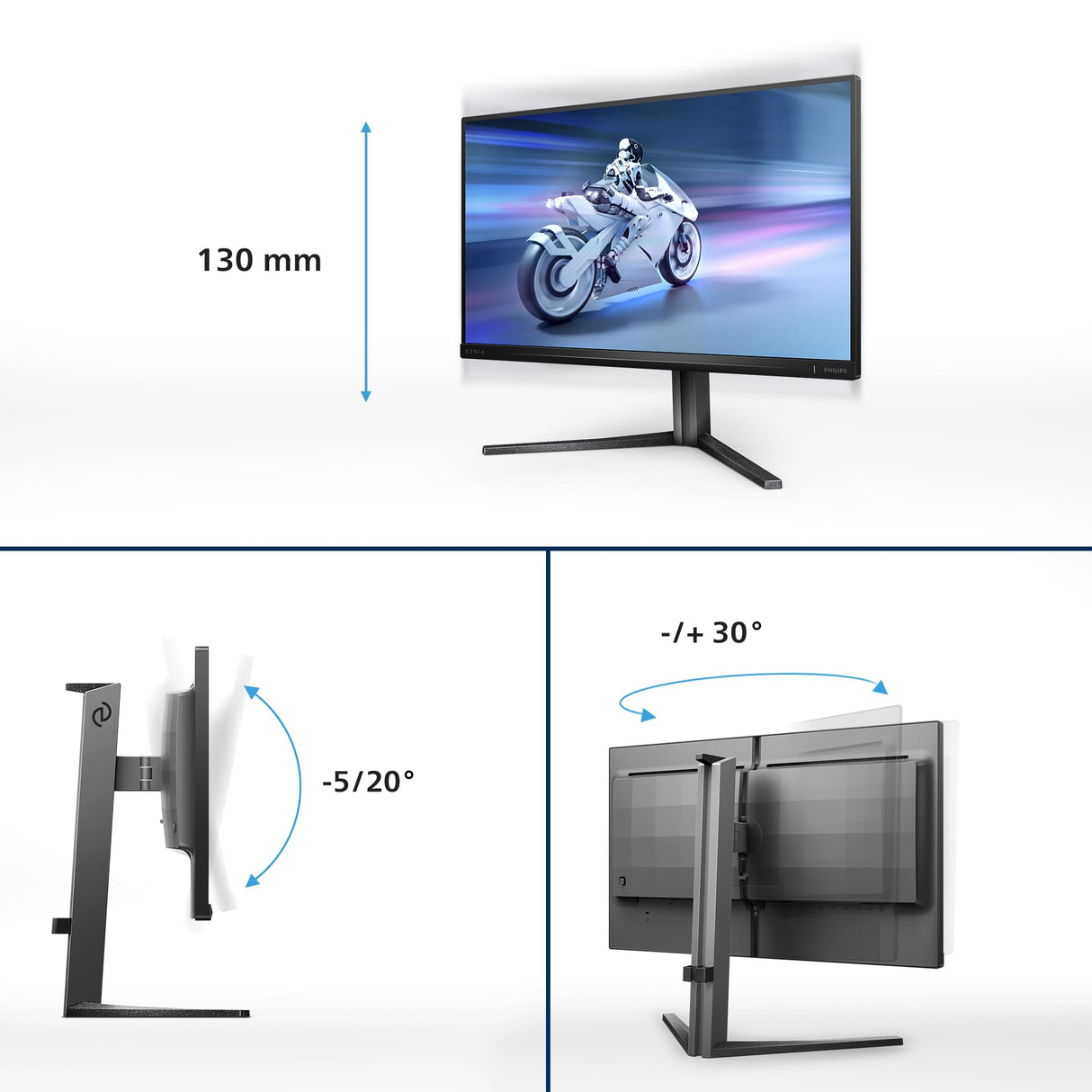Philips 25M2N5200U Monitor 25 Pulgadas FHD, 360Hz / 390Hz, Fast IPS, 0.5 ms MPRT, Adaptive Sync., HDR400, FreeSync Premium, Altura Ajustable (1920x1080, 2X HDMI 2.0, 1x DP 1.4), Gris Oscuro