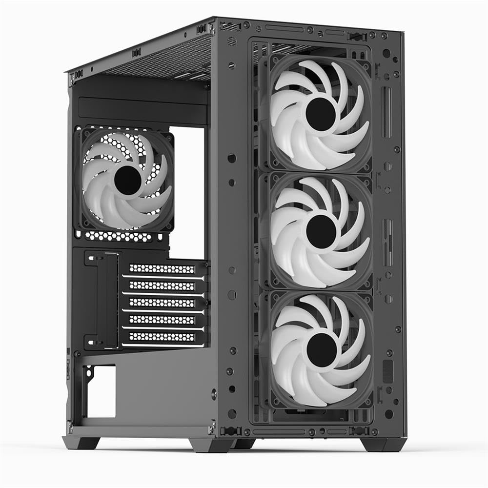 AeroCool D301A Mid-Tower Case, Gaming PC Case Gaming PC Case Optimizado Airflow Panel Frontal de Malla de Madera, diseño Delgado, Incluye 4 Ventiladores RGB, Compatible con Placas Base ASUS y MSI