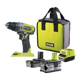 RYOBI Taladro Percutor 18V ONE+ con Baterías 2.0Ah y 4.0Ah, Cargador y Bolsa - Potente, Compacto y Garantía Extendida