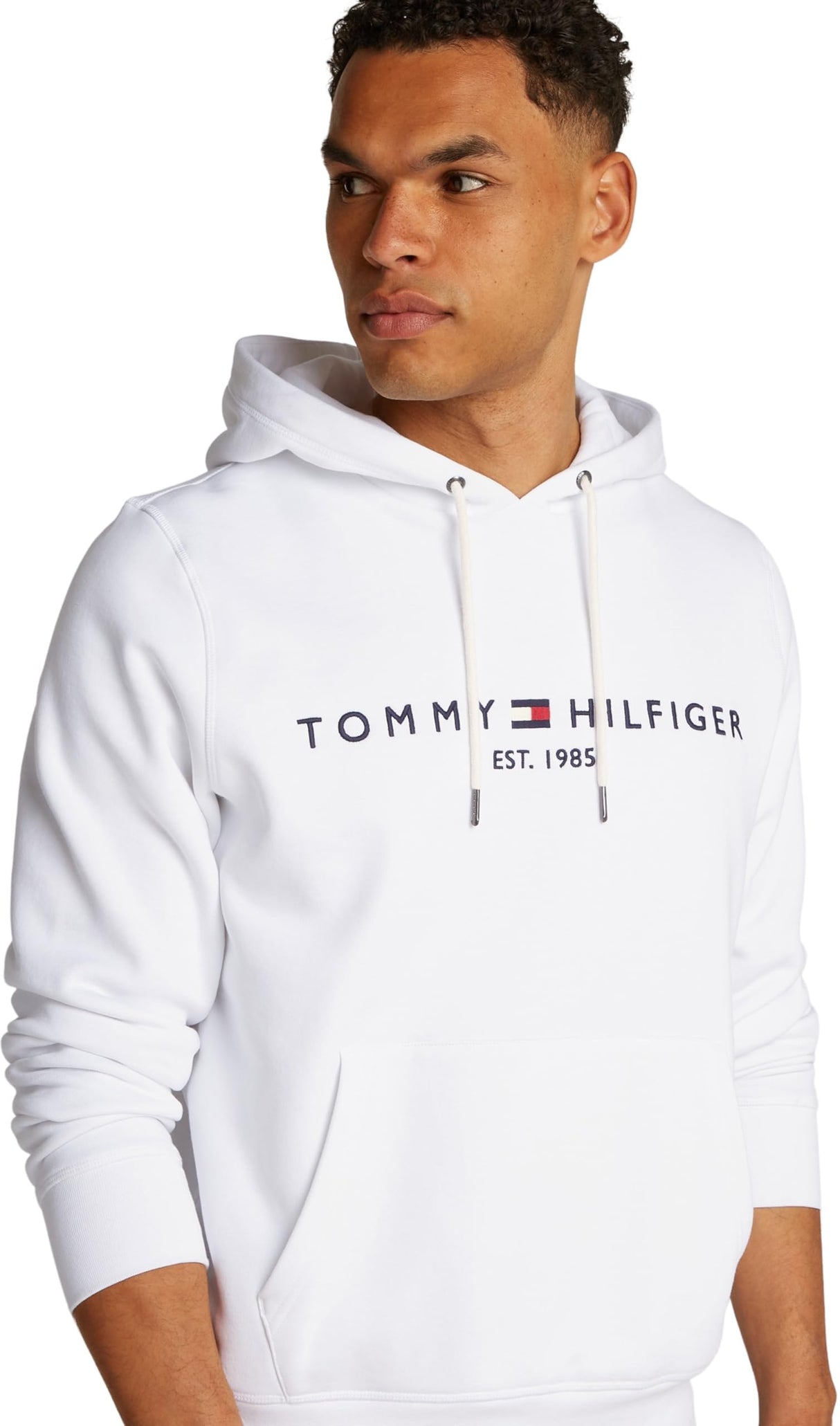 Tommy Hilfiger Sudadera Hombre Tommy Logo con capucha, Blanco (White), M
