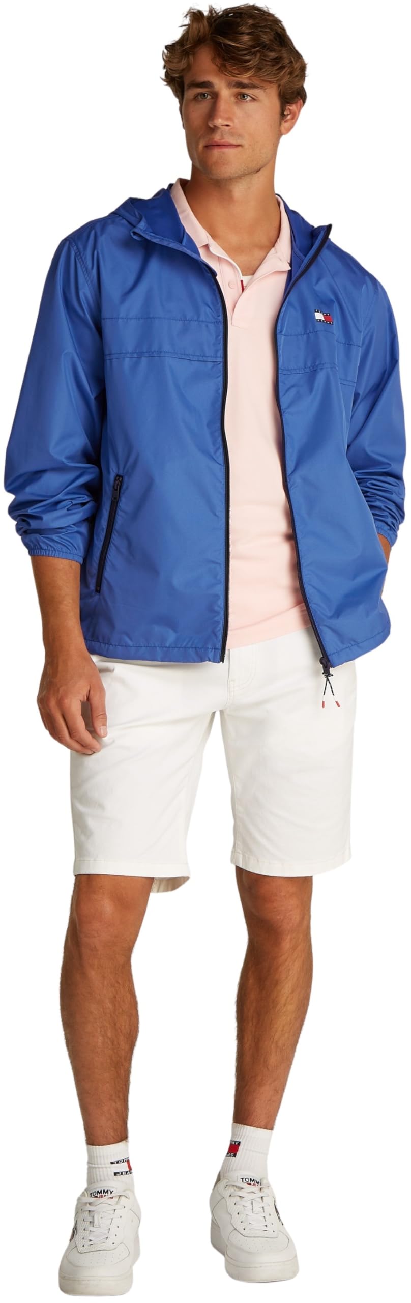 Tommy Jeans Cortavientos Hombre Chicago con capucha, Azul (Tempo Blue), XXL