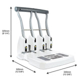 Rapesco 1407 ECO Perforadora de Gruesos de 4 Agujeros P4400, Capacidad de 150 Hojas, Blanco Mate