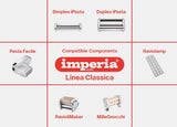 Imperia PastaPresto Línea Clásica. Máquina eléctrica para pasta. 100% Made in Italy. Máquina de pasta fresca con motor eléctrico 220v. Laminadora eléctrica para lasagne, tagliolini, fettuccine.
