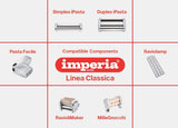 Imperia IPasta Línea Clásica. Máquina para pasta. 100% Made in Italy. Máquina de pasta fresca en acero. Laminadora manual con manivela. Crea láminas para lasagne, tagliolini, fettuccine.