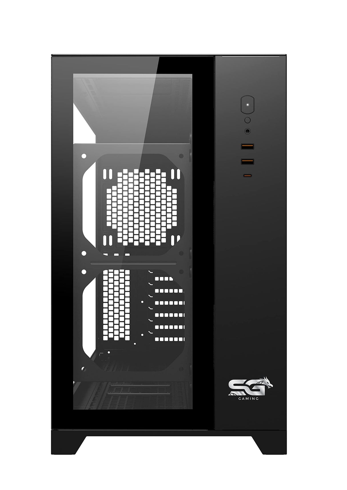 SaharaGaming (Panel de Metal Templado y Malla) (Solo Funda, Vidrio Templado) Compatible con E-ATX, ATX, Micro-ATX e ITX
