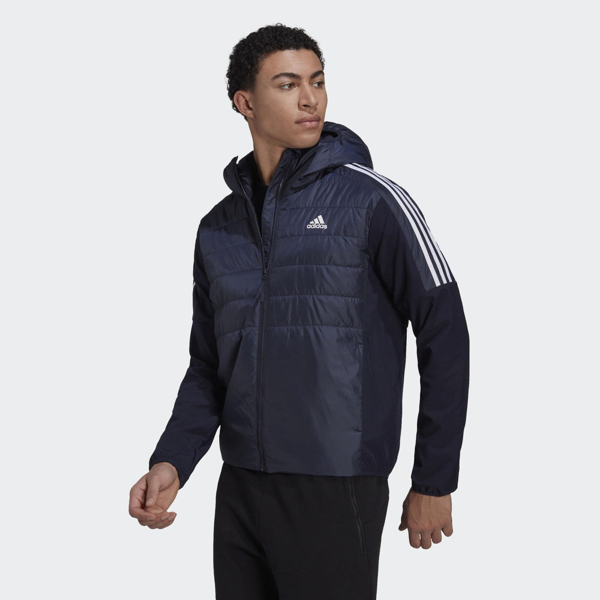 adidas Men's Essentials Insulated Hooded Hybrid Jacket (Midweight)
