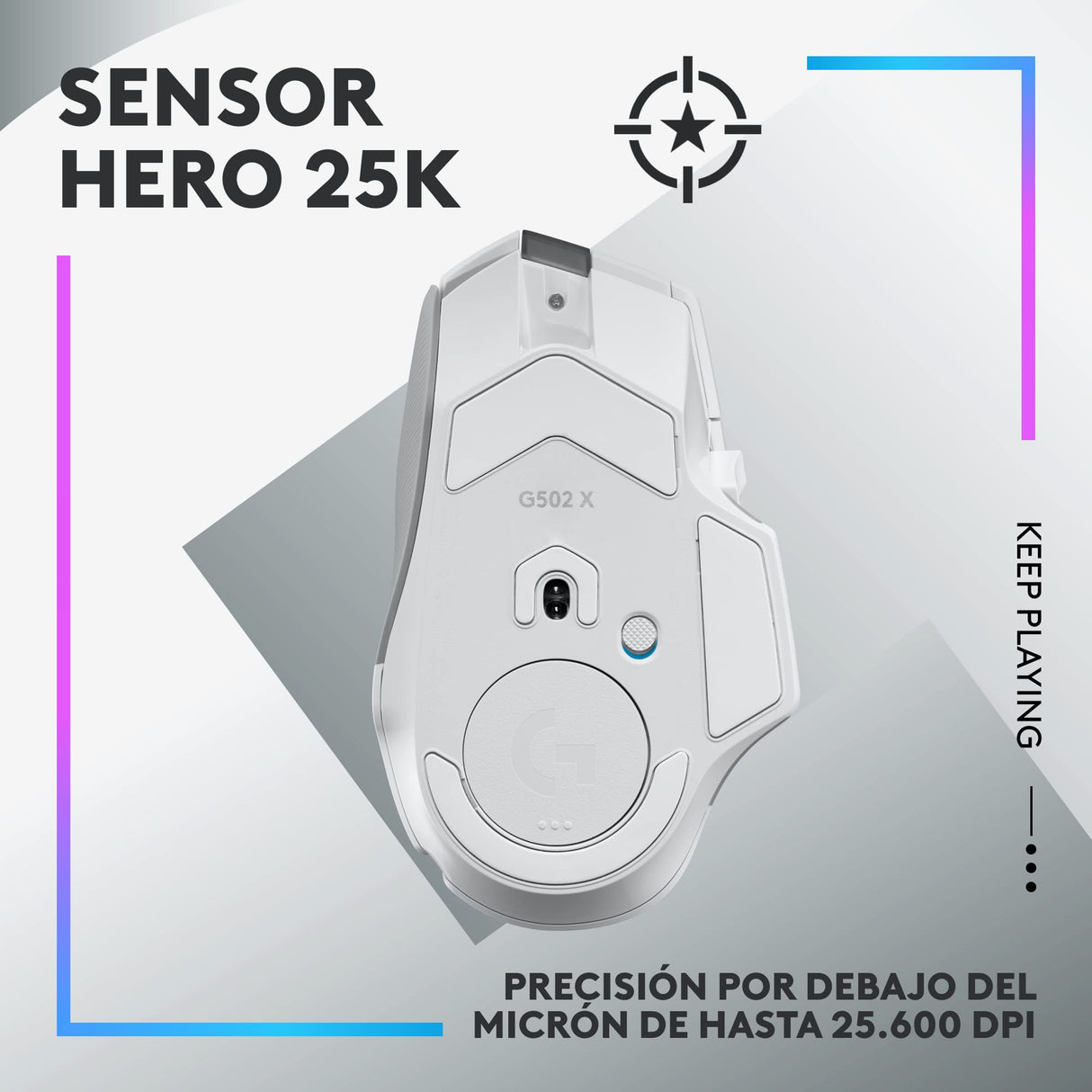 Logitech G G502 X PLUS LIGHTSPEED Ratón inalámbrico RGB para Gaming - Ratón óptico con interruptores híbridos LIGHTFORCE, LIGHTSYNC RGB, sensor HERO 25K, compatible con PC - macOS/Windows - Blanco