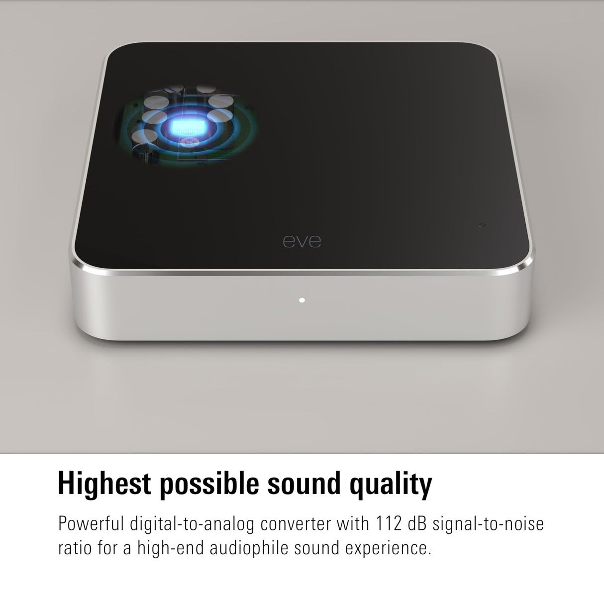 Eve Play – Interfaz de Streaming de Audio para AirPlay, Streaming de Calidad para Sistema Hi-Fi, Compensación de latencia, Tres Salidas de Audio, Apple Home, Ethernet, Wi-Fi