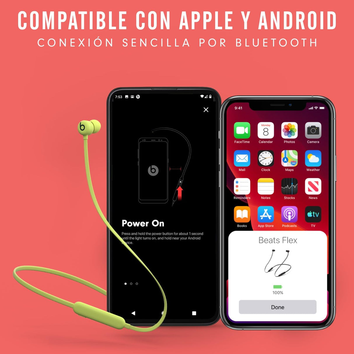 Beats Auriculares inalámbricos Flex – Chip Apple W1, Auriculares magnéticos, Bluetooth de Clase 1, 12 Horas de Sonido ininterrumpido - Negro