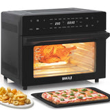 Bakaji Horno freidora de aire caliente, capacidad de 30 litros, 1800 W, freidora seca sin aceite, con pantalla táctil, 18 programas, función de doble cocción, temporizador, regulación de temperatura,