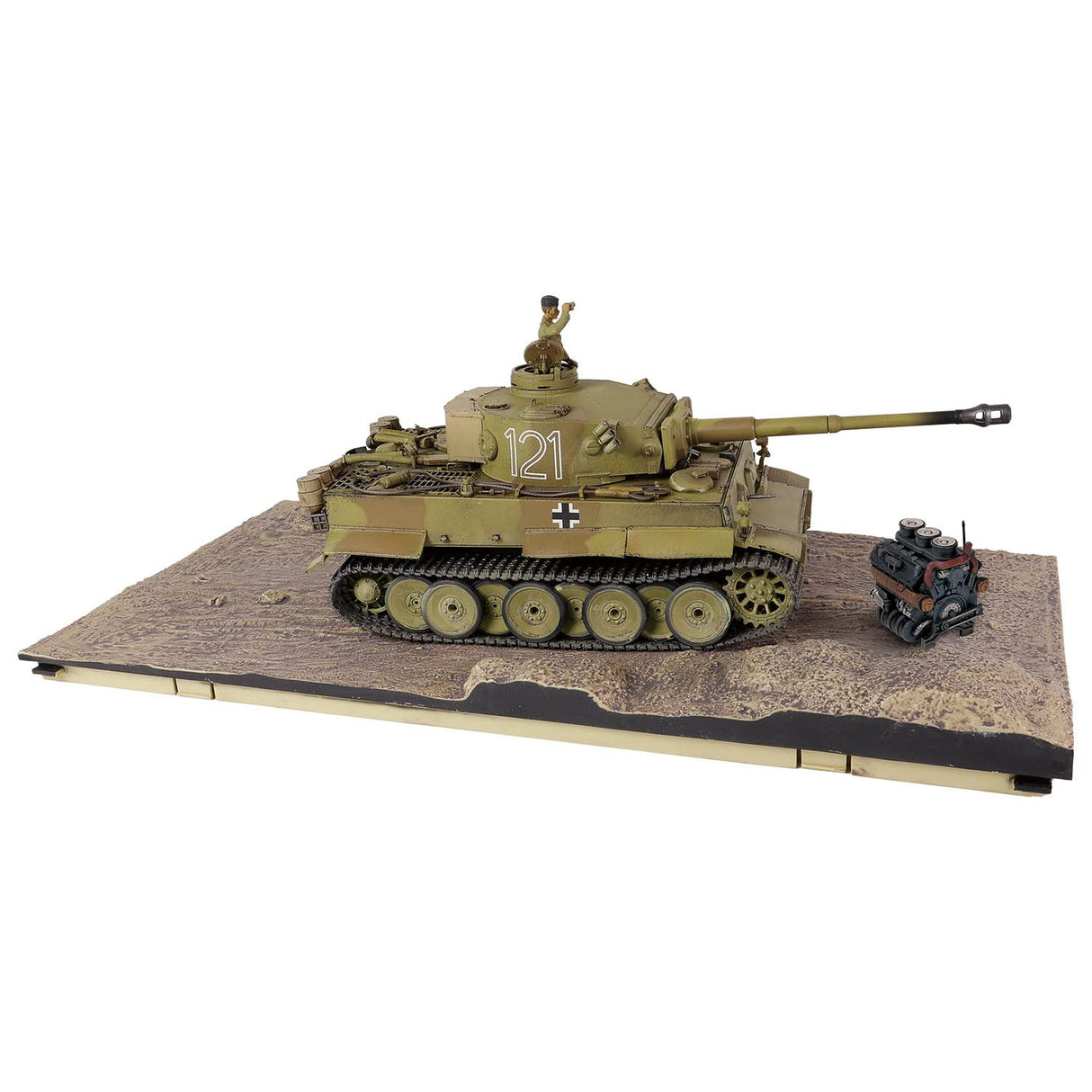 Forces of Valor Waltersons MP-912042D - Campaña Tiger I Tunisia a Escala 1:32 (Modelo de producción Inicial) Heavy King Tank de Metal Fundido a presión, Coleccionable Militar, Amarillo del Desierto