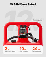 VEVOR Tanque de Combustible Portátil 121 L con Bomba de Transferencia de Combustible Eléctrica de 10 GPM, Manguera de 3,96 m, Boquilla Autosellante, Contenedor de Combustible para Diésel, Rojo