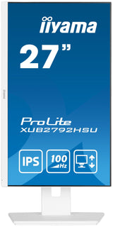 iiyama XUB2792HSU-W6 27" Blanco Panel IPS, 1920x1080100Hz, 250cd/m², 15cm Regulable en Altura, Pivotante, Altavoces, HDMI, DisplayPort, 0,4ms (MPRT), FreeSync, USB 4x3.2