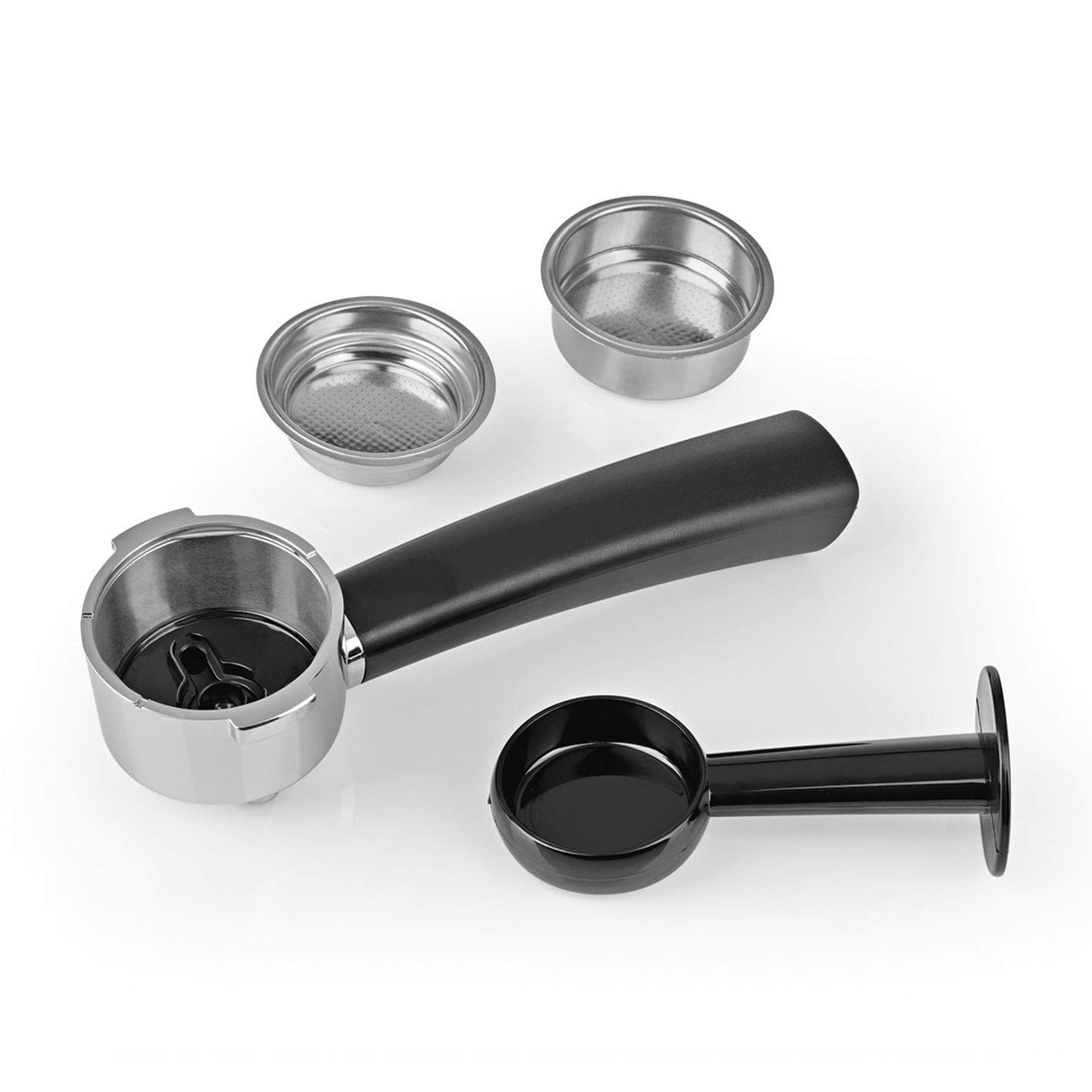 BEEM CLASSICO Máquina portafiltros de espresso - 19 bar | Plata | Depósito de leche integrado y boquilla de vapor | Depósito de agua extraíble | 1450 W