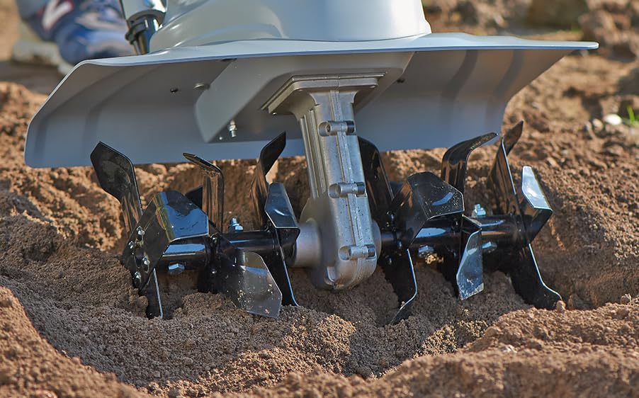 IKRA motoazada eléctrica motocultor cultivador Fem 1500, Ancho útil 17-45cm, Profundidad 23cm, Incluye extirpador Manual