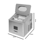 SARO EB 15 PRO Cubitera de acero inoxidable, 15 kg/24 h, 3 tamaños de hielo a elegir, tanque de agua de 2 l, depósito de 1,4 kg