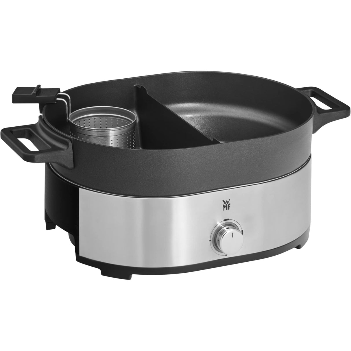 WMF Lono Hot Pot & Steamer, olla eléctrica versátil 1750 W, Negro, Acabados de Acero Inoxidable de Cromargan