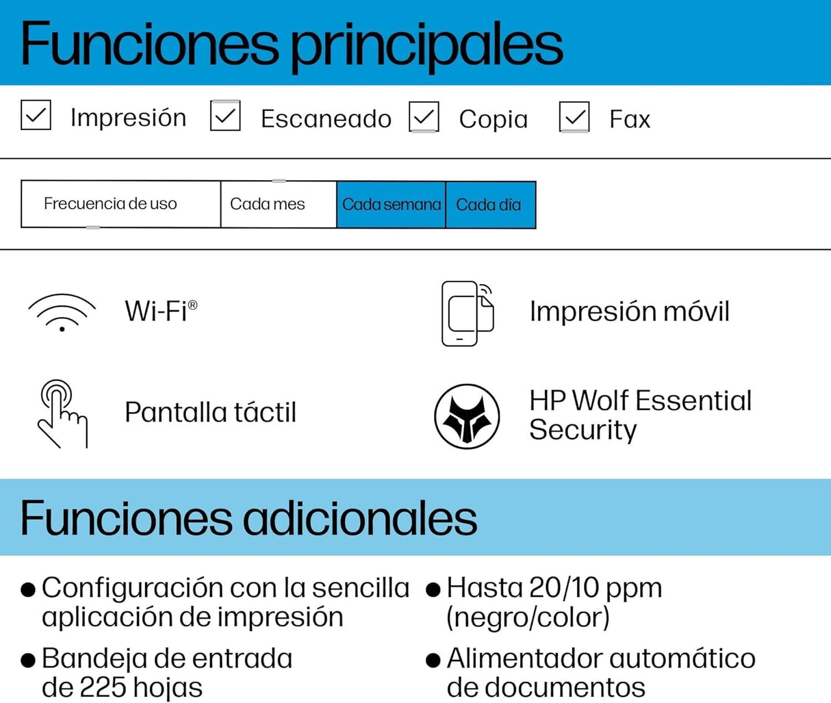 HP OfficeJet Pro 8122e, Impresora multifunción profesional de tinta A4 a color, Copia, Escáner, Mobile Fax, Wi-Fi, Impresión a doble cara automática, 3 meses de impresión Instant Ink con HP+, Gris