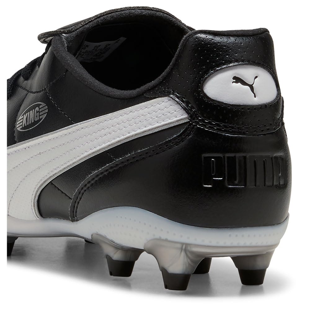 PUMA King Liga FG/AG, Soccer Shoe Unisex Adulto, Black White Silver, 40.5 EU
