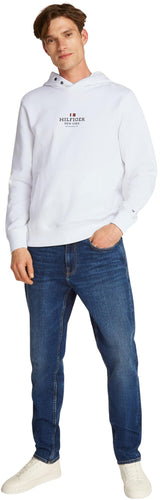 Tommy Hilfiger Sudadera para Hombre Hoodie con Capucha, Blanco (White), M