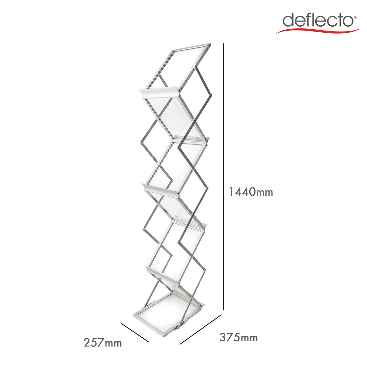 Deflecto - Expositor plegable (aluminio, con maleta de transporte, 6 niveles, A4)