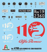 Italeri 4708 Alfa Romeo 8C/2300 1931-33 Automodell Bausatz 1:12 4708S 1931-33-réplica Fiel, modelismo, Hobby, encolado, Kit de plástico, Montaje, Color Red, Mittel