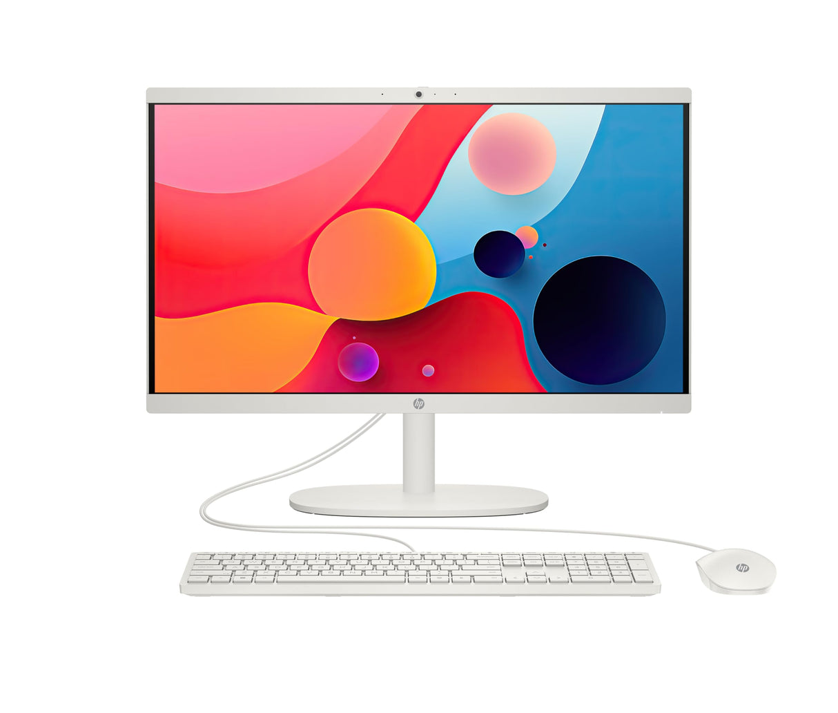 HP All-in-One 22-dg0038ns - Ordenador de 21.5" (Intel N100, 8GB RAM, 256GB SSD, Intel UHD Graphics, FreeDos) - White - Teclado QWERTY Español