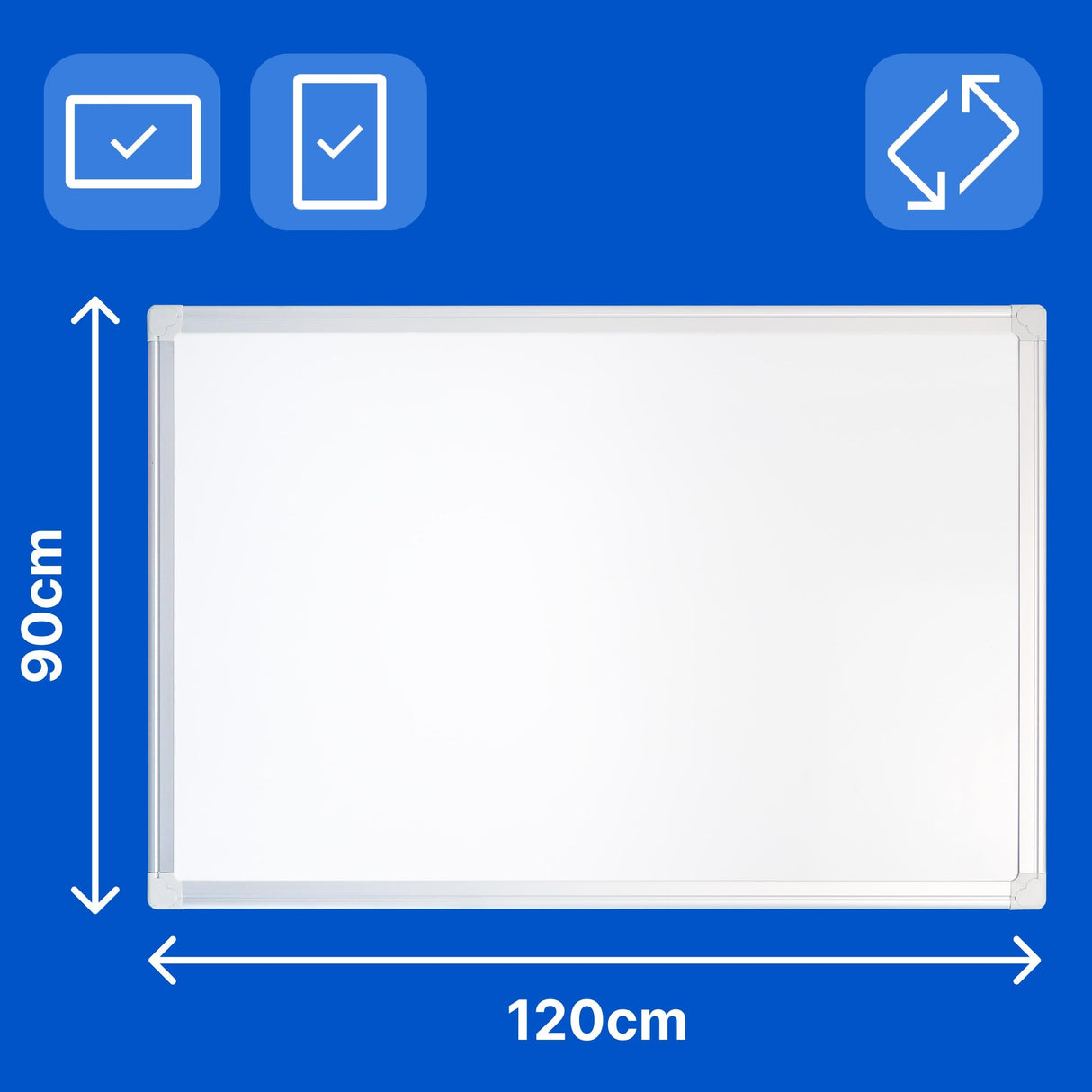Raylu Paper® - Pizarra blanca magnética para pared con marco de aluminio, pizarra blanca magnética de borrado en seco grande con bandeja para rotuladores (120 x 90 cm)