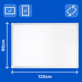 Raylu Paper® - Pizarra blanca magnética para pared con marco de aluminio, pizarra blanca magnética de borrado en seco grande con bandeja para rotuladores (120 x 90 cm)