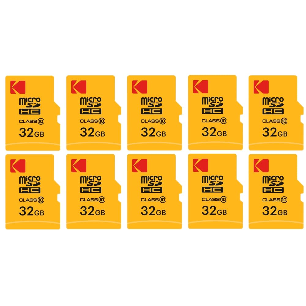 KODAK - Juego de 10 Tarjetas de Memoria Micro SDHC de 32 GB con Adaptador - Solución de Almacenamiento de Alta Velocidad