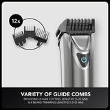 WAHL Washable Stainless Steel Multigroomer, recortadora de barba y barba incipiente para hombres, recortadora de nariz y orejas, set de cuidado masculino, totalmente lavable, sin cable