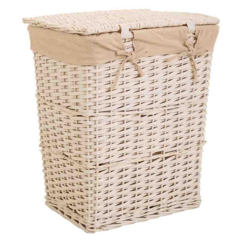 Cestos De Ropa De Mimbre Lac Blanco Forrados Set 3 Pzas