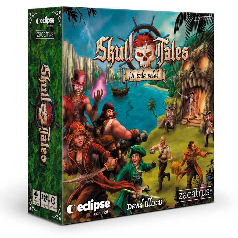 Skull Tales: ¡A Toda Vela!, Juego de Mesa, Juego de 1 a 5 Jugadores, Juego Cooperativo, Juego Narrativo, Ameritrash, Juego de Miniaturas, Temática de Piratas, Mecánica Crawler, Edad +10 Años
