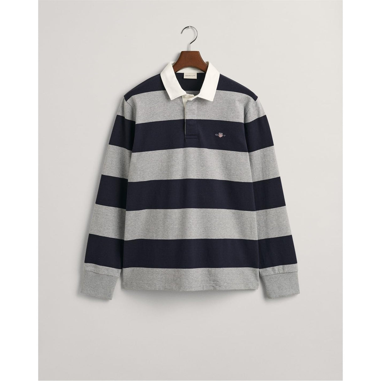 GANT Reg Shield Barstripe Heavy Rugger Camisa, Grey Melange, XL para Hombre