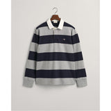 GANT Reg Shield Barstripe Heavy Rugger Camisa, Grey Melange, XL para Hombre