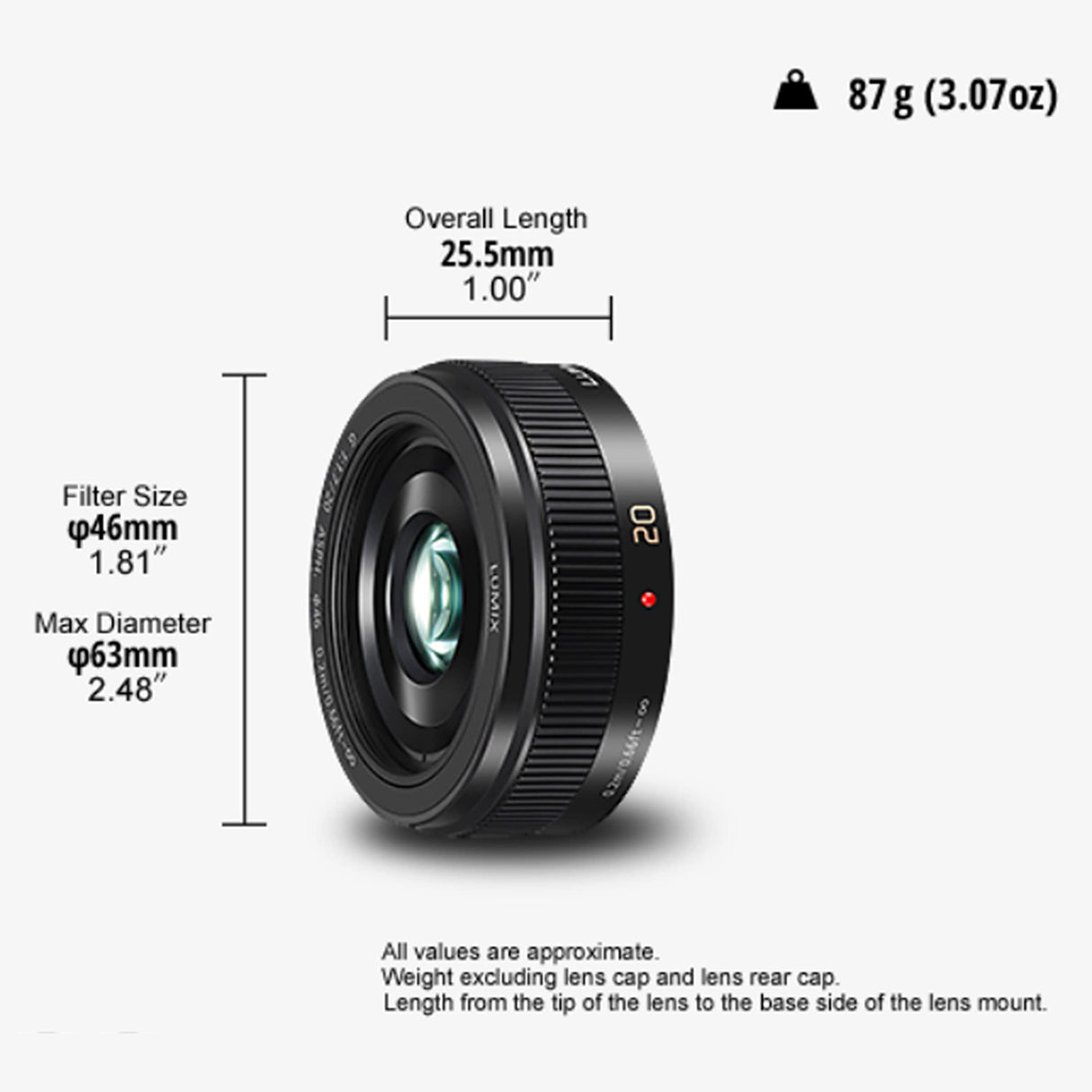 Panasonic LUMIX H-H020AE-K - Objetivo Focal Fija para Cámaras de Montura M4/3 (Focal 20 mm, F1.7, Tamaño Filtro 46 mm, Lentes Asféricas), Negro