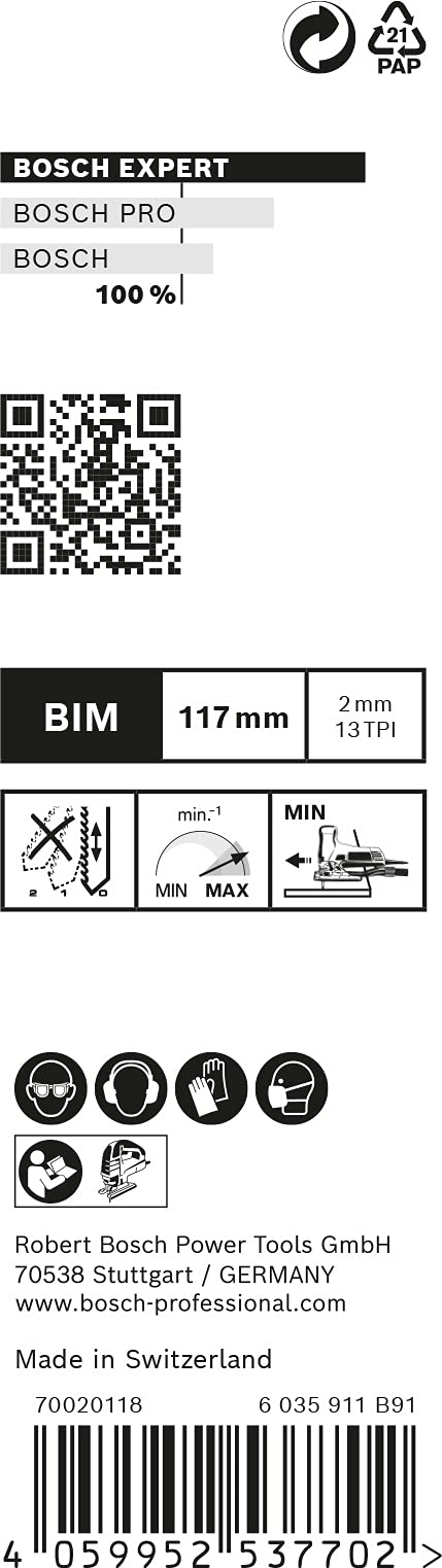 Bosch Professional 100x Hojas de sierra de calar Expert ‘Hardwood 2-Side Clean’ T 308 BF (para Tableros recubiertos de plástico, Tablero multiplex, Longitud 117 mm, accesorios Sierra de calar)