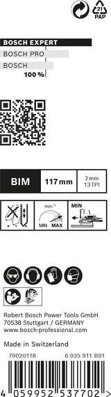 Bosch Professional 100x Hojas de sierra de calar Expert ‘Hardwood 2-Side Clean’ T 308 BF (para Tableros recubiertos de plástico, Tablero multiplex, Longitud 117 mm, accesorios Sierra de calar)