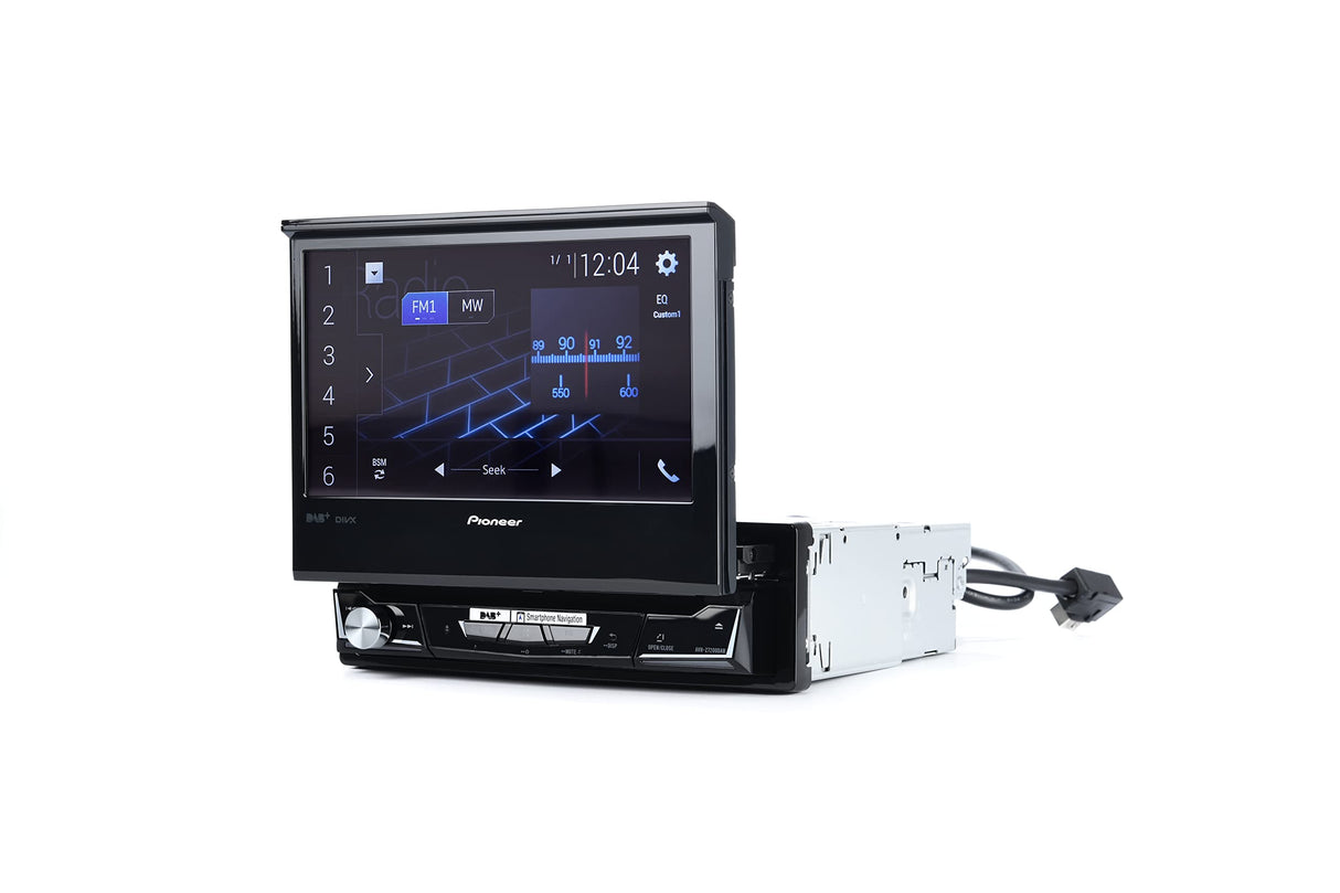 Pioneer AVH-Z7200DAB - Reproductor Multimedia 1-DIN, Pantalla táctil desplegable de 7"y 24 bits, conectividad por Cable USB, Apple CarPlay, Android Auto, Dab/Dab+, Waze, Bluetooth, GEQ de 13 Bandas