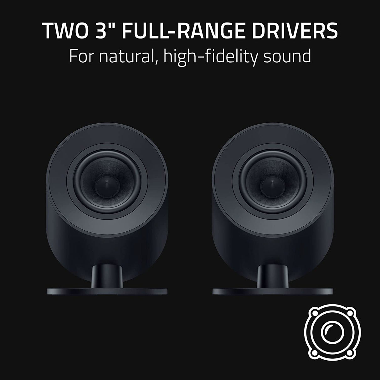 Razer Nommo V2 X - Altavoces Gaming de Rango Completo 2.0 para PC (Dos diafragmas de rango completo de 3 pulgadas, THX Spatial Audio, Compatibilidad Multiplataforma) Negro
