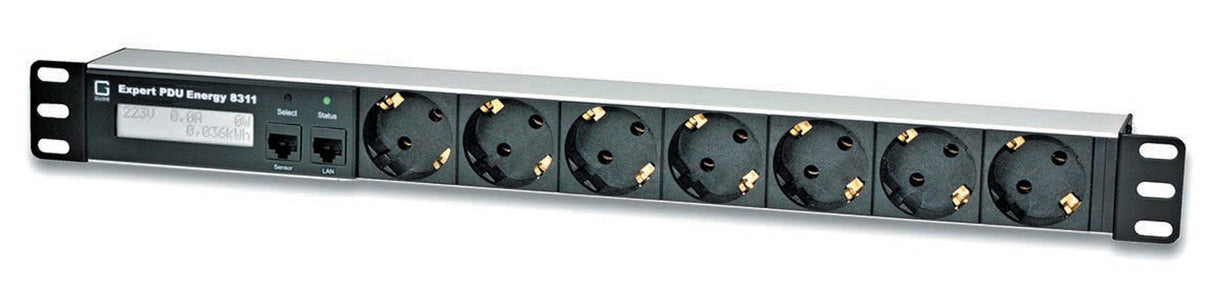 gude 8311 – 1 Metered PDU, 7 enchufes con Integrado de medición/Análisis Posibilidades, Negro