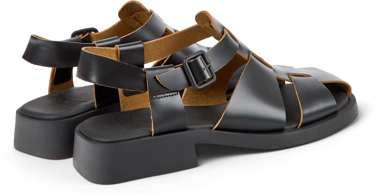 Camper Dana K201489, Sandalia Plana Mujer, Negro 001, 39 EU